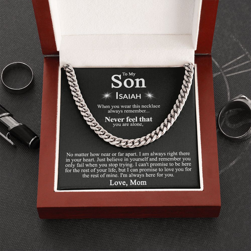 To My Son Necklace From Mom and Dad Jewelry Son Gifts From Mom and Dad, Mother and Son Necklace, Birthday Gift For My Son Graduation Christmas Cuban Link Chain Necklace Present