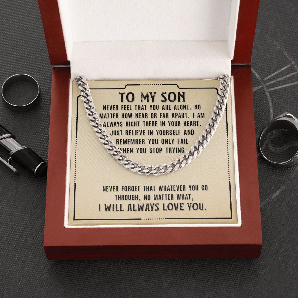 To My Son Necklace From Mom and Dad Jewelry Son Gifts From Mom and Dad, Mother and Son Necklace, Birthday Gift For My Son Graduation Christmas Cuban Link Chain Necklace Present