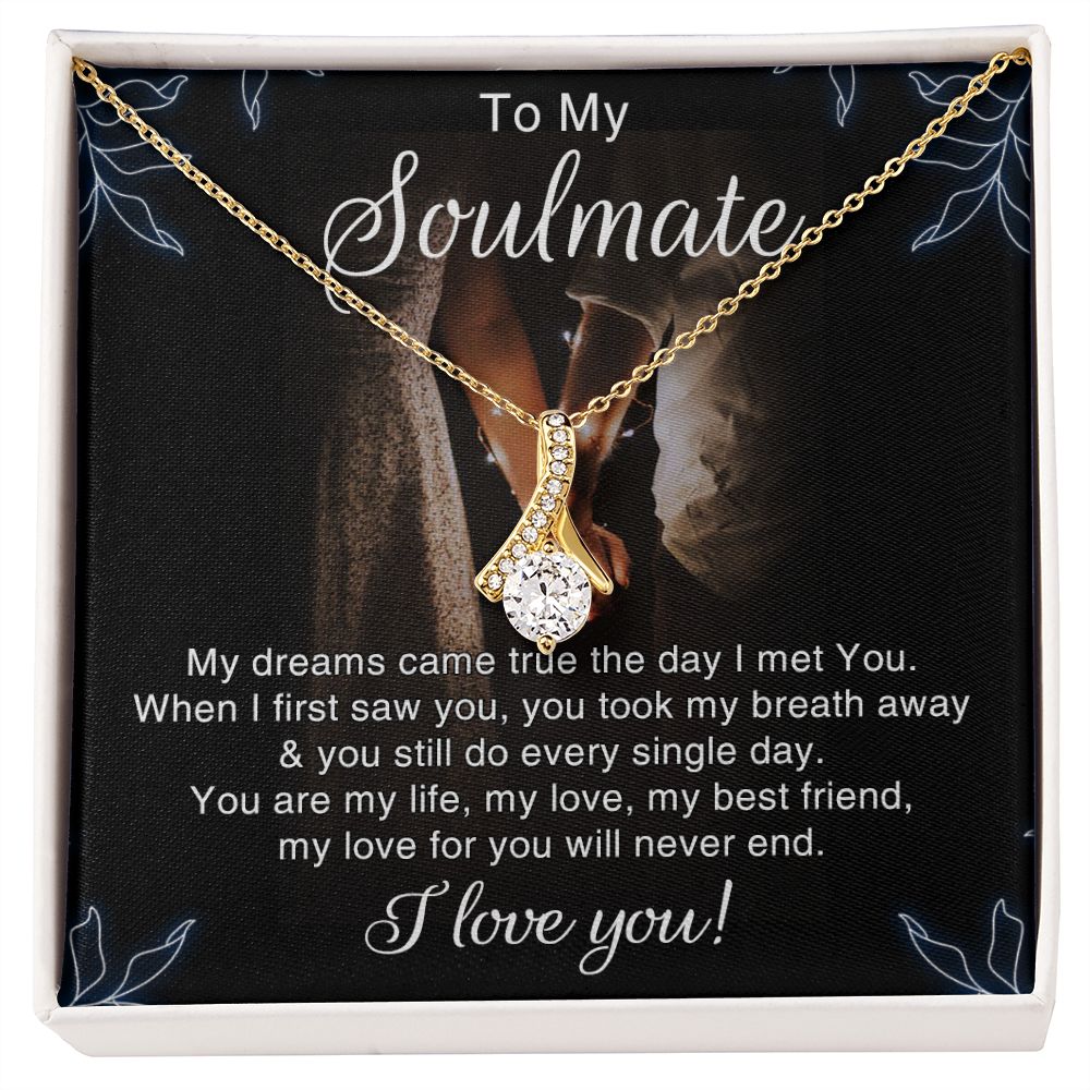 To My Soulmate Necklace for Women Birthday Christmas Jewelry Gifts For My Wife with Message Card Box Personalized Gift Present Pendant for Future Wife Soulmate Girlfriend Love 5 Alluring Beauty Necklace