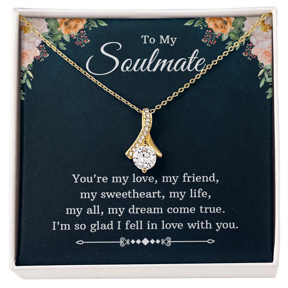To My Soulmate Necklace for Women Birthday Christmas Jewelry Gifts For My Wife with Message Card Box Personalized Gift Present Pendant for Future Wife Soulmate Girlfriend Love 10 Alluring Beauty Necklace