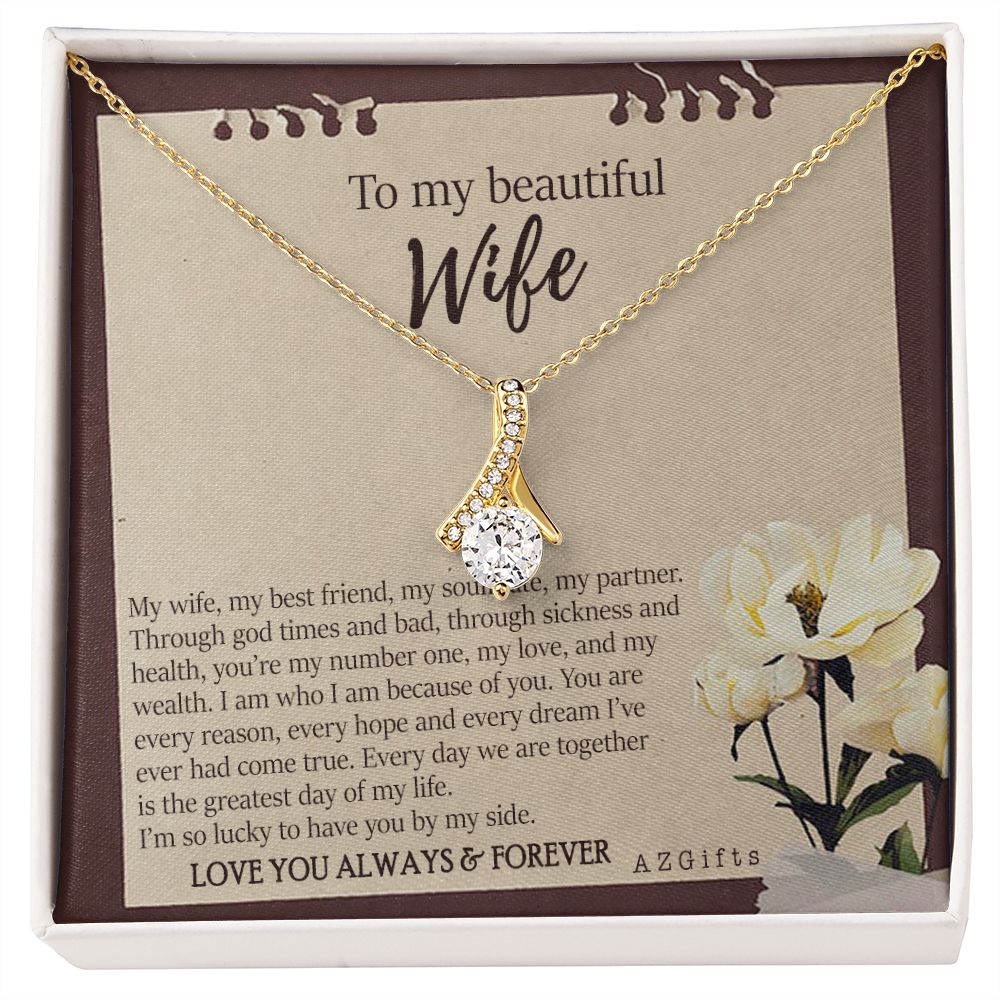 To My Wife Necklace from Husband, Personalized Necklace for Women, Luxury Necklace for Wife from Man Men, Wedding Anniversary Present For Wife, Beautiful Wife Jewelry Christmas Birthday Gifts For Wife7 Alluring Beauty Necklace