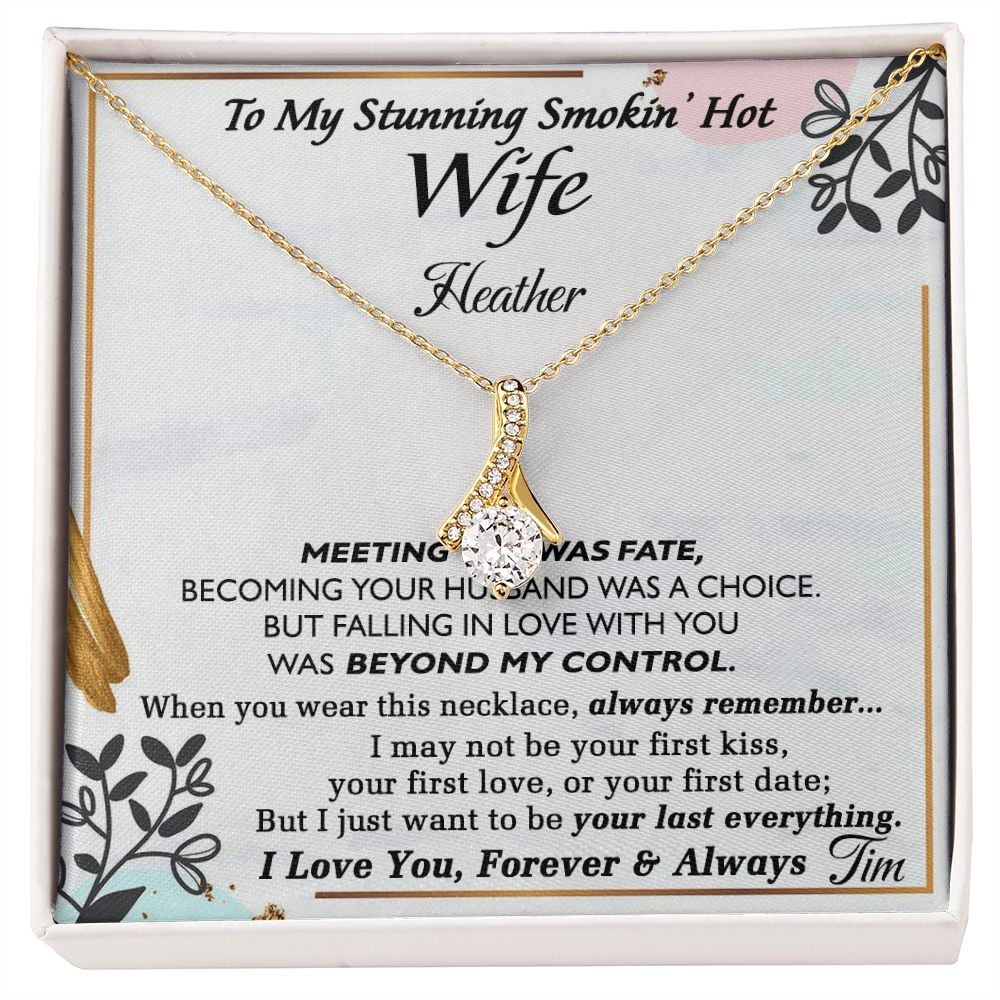 To My Wife Necklace from Husband, Personalized Necklace for Women, Luxury Necklace for Wife from Man Men, Wedding Anniversary Present For Wife, Beautiful Wife Jewelry Christmas Birthday Gift For Wife22 Alluring Beauty Necklace