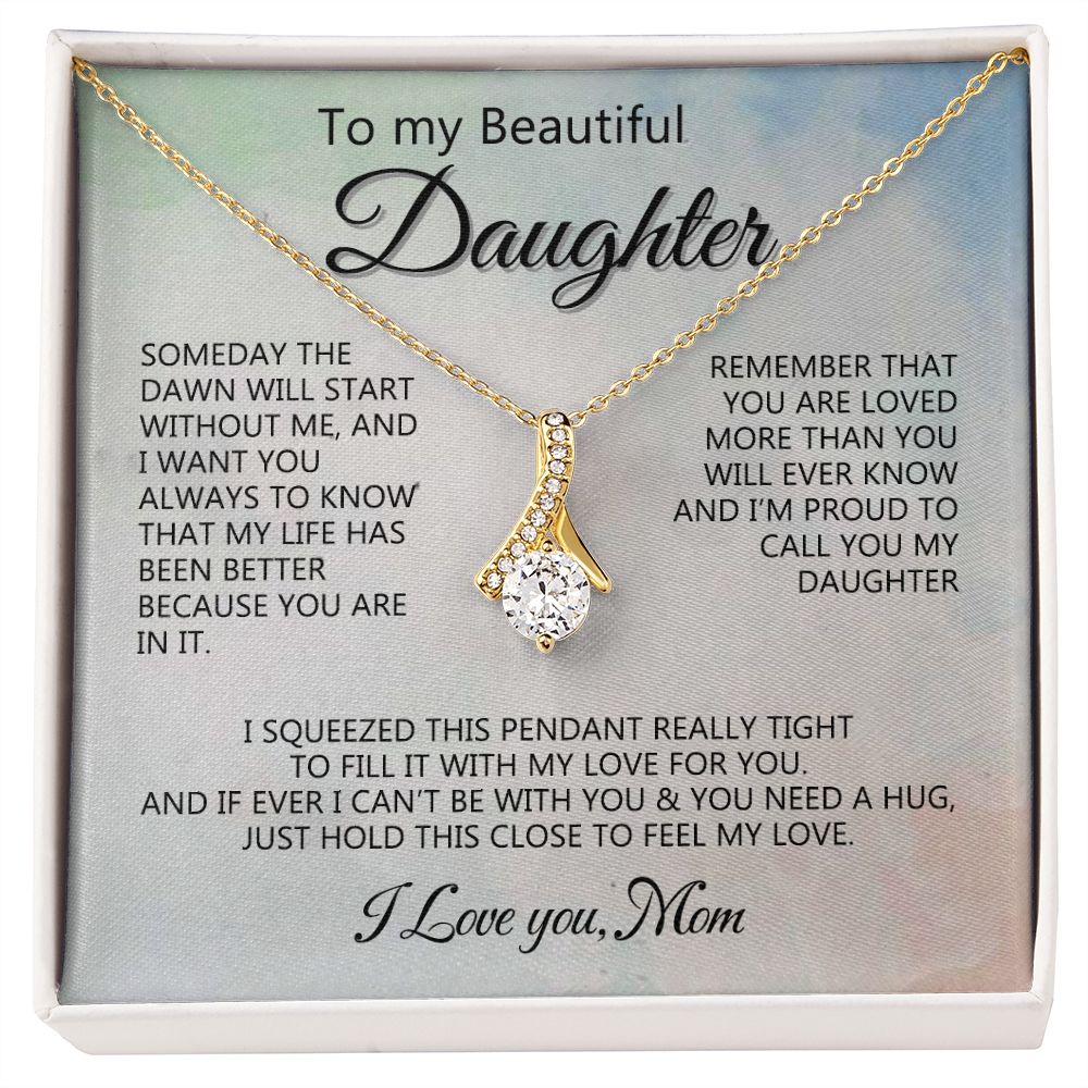 Jewelry Pendant Present for Daughter, To My Daughter Gift Necklace from Mom, Mother Daughter Gift Ideas, Birthday Christmas Gift Graduation Gifts for Daughters, Mother and Daughter Necklace 14 Alluring Beauty Necklace