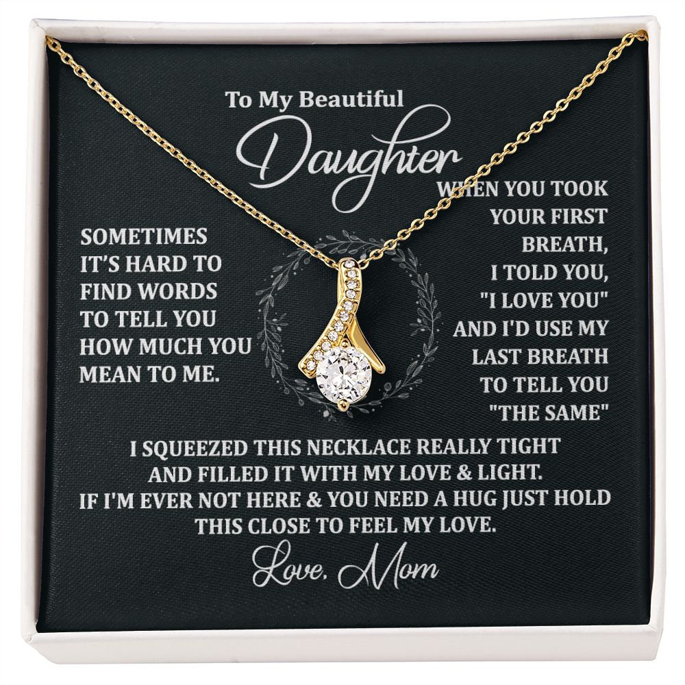 Mother Daughter Gift Ideas, To My Daughter Gift Necklace from Mom, Jewelry Pendant Present for Daughter, Birthday Christmas Gift Graduation Gifts for Daughters, Mother and Daughter Necklace 2135 Alluring Beauty Necklace