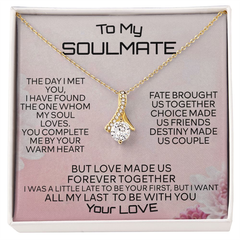 To My Soulmate Necklace for Women Birthday Christmas Jewelry Gifts For My Wife with Message Card Box Personalized Gift Present Pendant for Future Wife Soulmate Girlfriend Love 2 Alluring Beauty Necklace