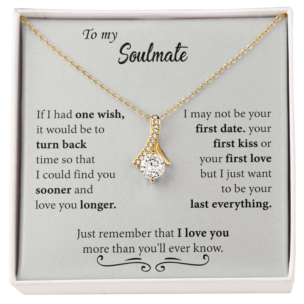 To My Soulmate Necklace for Women Birthday Christmas Jewelry Gifts For My Wife with Message Card Box Personalized Gift Present Pendant for Future Wife Soulmate Girlfriend Love 24 Alluring Beauty Necklace