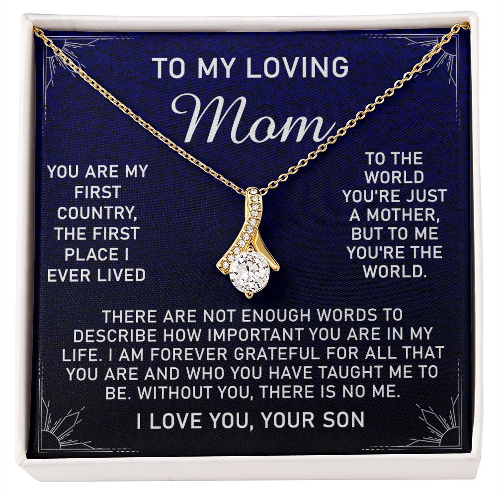 To My Loving Mom Necklace, Gift for Mom from Son, Mother's Day Jewelry Gift, Necklace for Mom Birthday Anniversary Mother's Day Jewelry Gift, To My Mom Necklace from Son Alluring Beauty Necklace