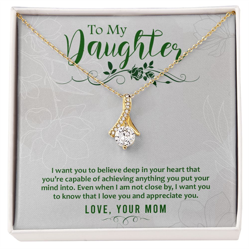 Mother and Daughter Necklace for Girls, To My Daughter Gift Necklace from Mom, Birthday Christmas Gift Graduation Gifts for Daughters, Jewelry Pendant Present for Daughter, Mother Daughter Gift 42 Alluring Beauty Necklace