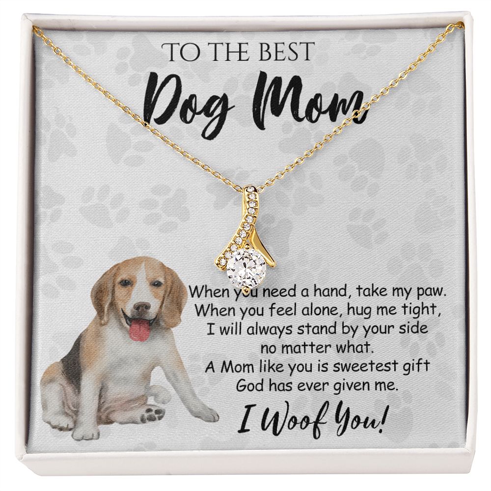 To The Best Beagle Dog Mom Knot Necklace Mother's Day Gift , I Woof You Quote Gift Card, Message Card Jewelry For Dog Lovers, Necklace For Mom Alluring Beauty Necklace