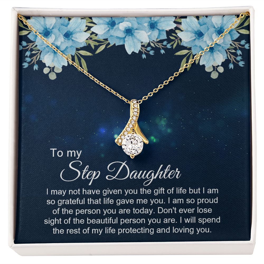 Bonus Daughter Gifts From Stepdad, Step Daughter Gifts From Stepmom, Stepdaughter Gifts From Stepdad, Father Stepdaughter Necklace, To My Bonus Daughter Necklaces, Christmas Gifts For Bonus3 Alluring Beauty Necklace
