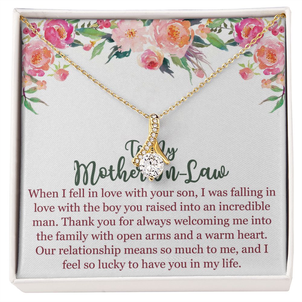 To My Mom In Law Necklace Pendant Gift From Son Happy Mother's Day Gift For Mom Birthday, Anniversary Love With Your Son Alluring Beauty Necklace