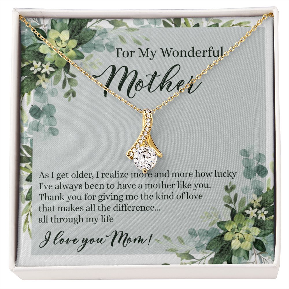 To My Wonderful Mother Necklace Message Card, Gift Box for Mom Birthday Gift From Daughter Mothers Day Necklace for Mom Gift From Daughter Mom Gifts For Mom Thank You Gift For Mom Alluring Beauty Necklace