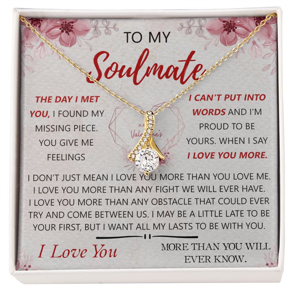 To My Soulmate Necklace for Women Birthday Christmas Jewelry Gifts For My Wife with Message Card Box Personalized Gift Present Pendant for Future Wife Soulmate Girlfriend Love 23 Alluring Beauty Necklace