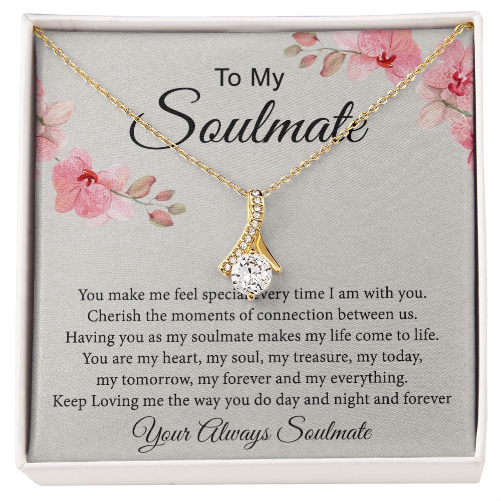 To My Soulmate Necklace for Women Birthday Christmas Jewelry Gifts For My Wife with Message Card Box Personalized Gift Present Pendant for Future Wife Soulmate Girlfriend Love 27 Alluring Beauty Necklace