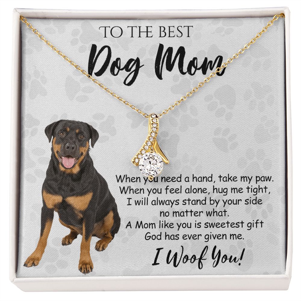 To The Best Rottweiler Dog Mom Knot Necklace Mother's Day Gift , I Woof You Quote Gift Card, Message Card Jewelry For Dog Lovers, Necklace For Mom Alluring Beauty Necklace