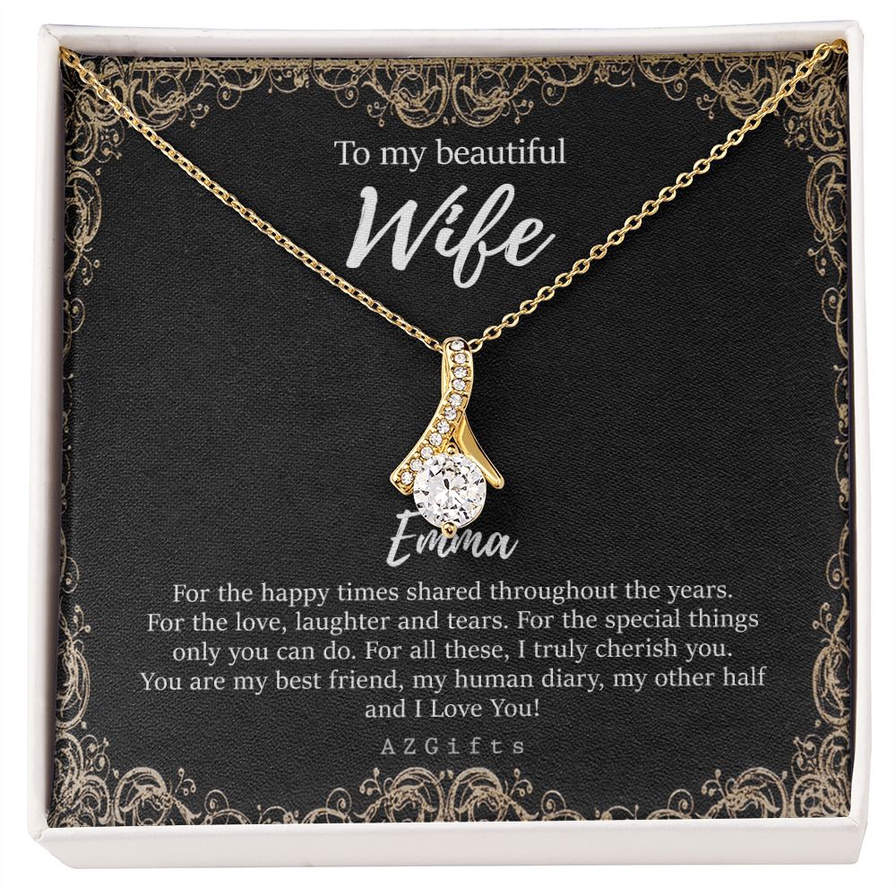 To My Wife Necklace from Husband, Personalized Necklace for Women, Luxury Necklace for Wife from Man Men, Wedding Anniversary Present For Wife, Beautiful Wife Jewelry Christmas Birthday Gifts For Wife9 Alluring Beauty Necklace