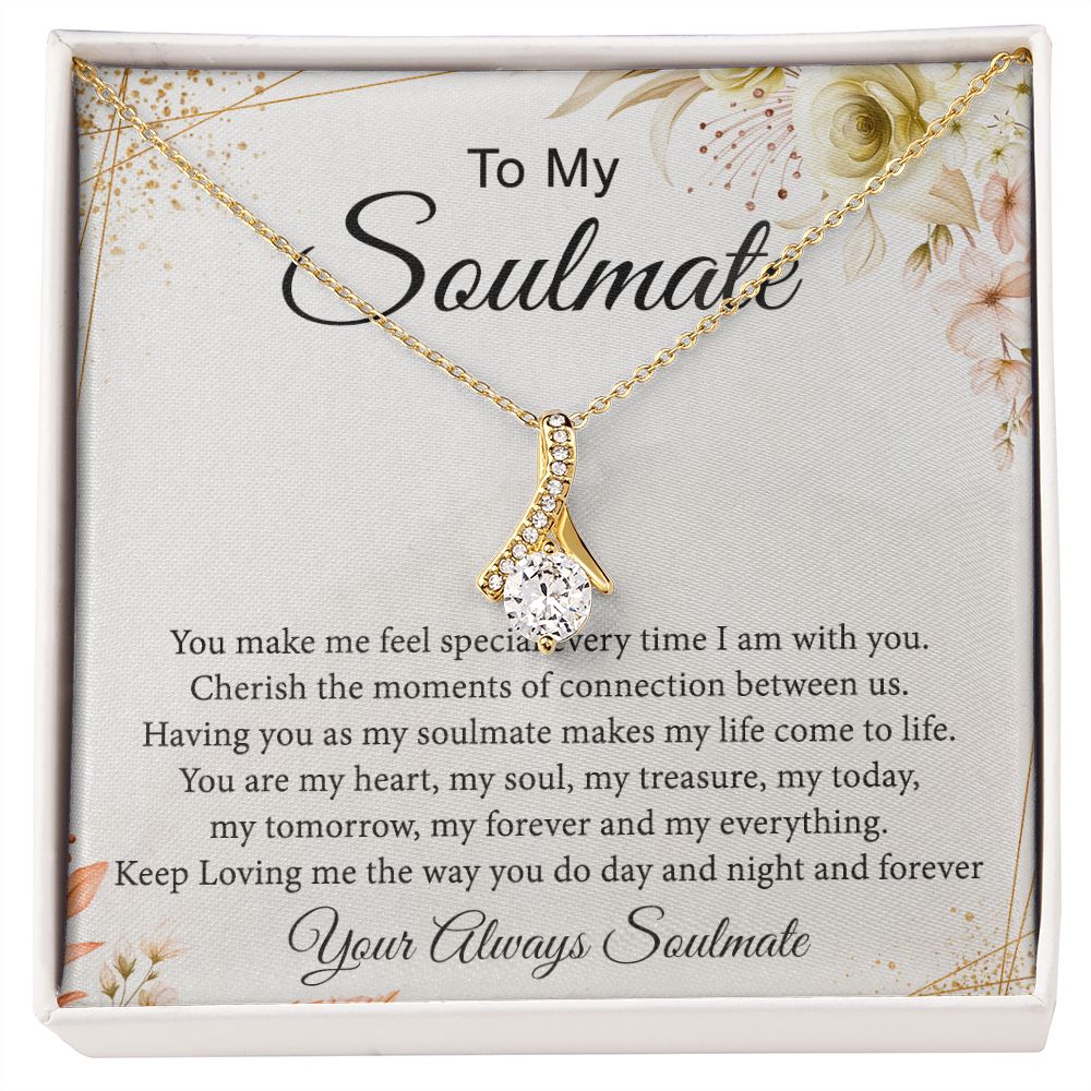 To My Soulmate Necklace for Women Birthday Christmas Jewelry Gifts For My Wife with Message Card Box Personalized Gift Present Pendant for Future Wife Soulmate Girlfriend Love 26 Alluring Beauty Necklace
