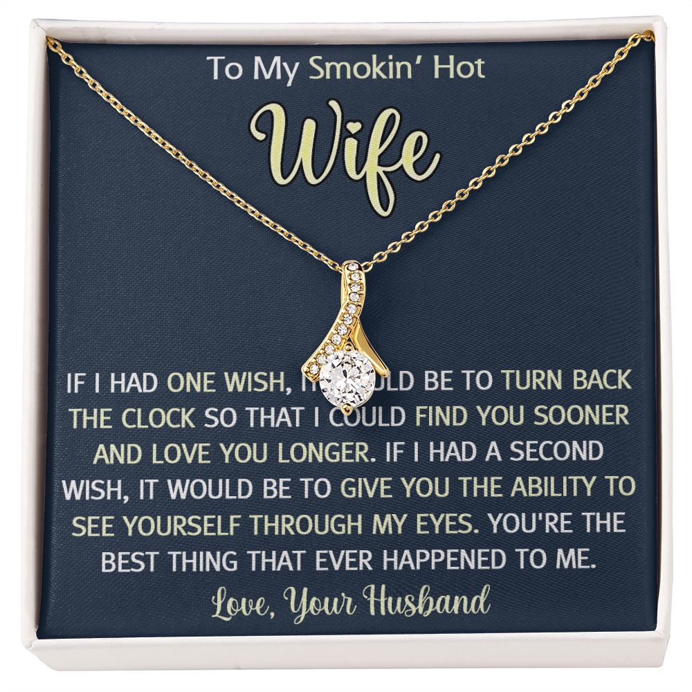 To My Smokin Hot Wife Necklace, Wedding Anniversary Jewelry For Women, Necklace For Wife from Husband, Gifts For Wife Birthday Gifts Necklace, Jewelry With Message Card In A Gift Box3 Alluring Beauty Necklace