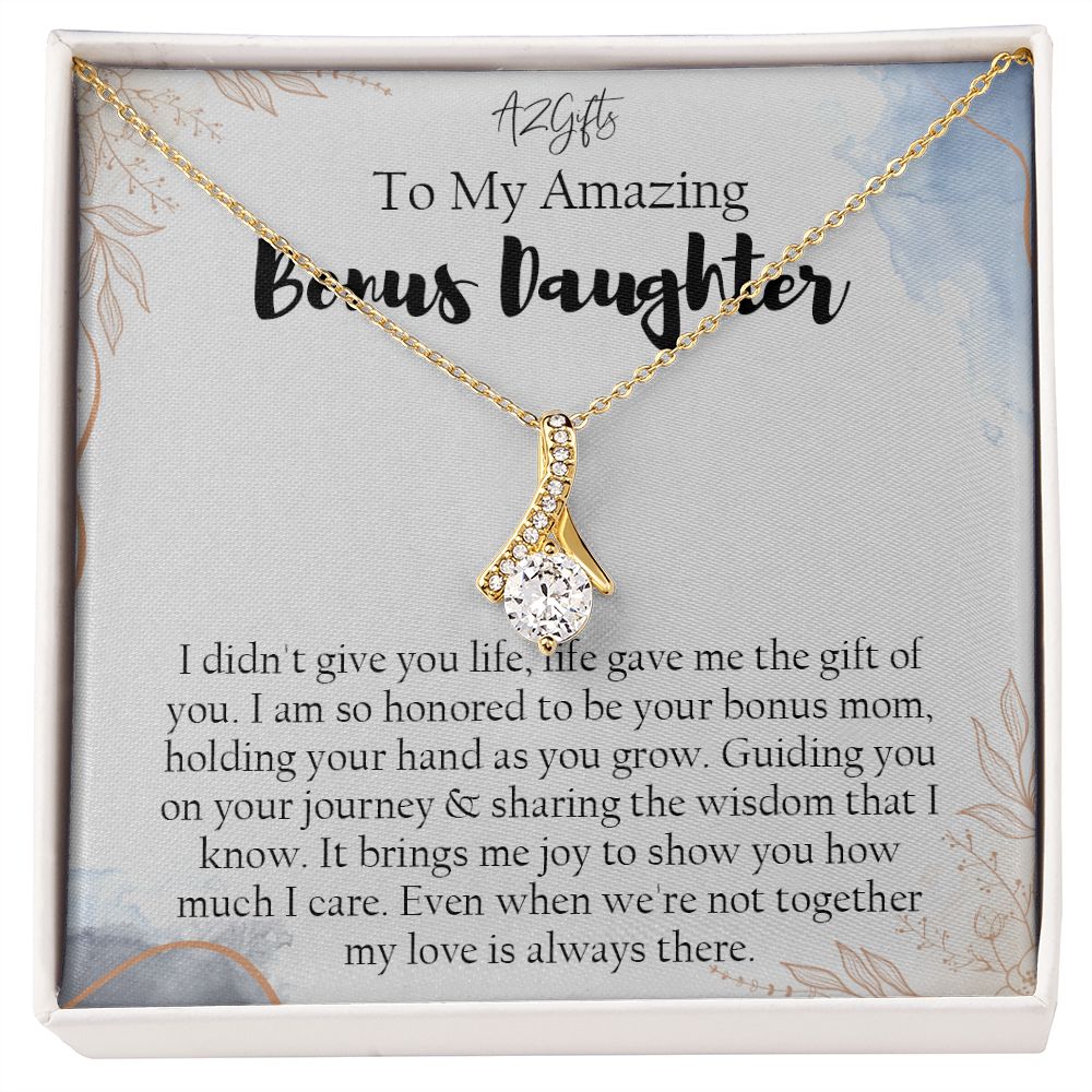 Bonus Daughter Gifts From Stepdad, Step Daughter Gifts From Stepmom, Stepdaughter Gifts From Stepdad, Father Stepdaughter Necklace, To My Bonus Daughter Necklaces, Christmas Gifts For Bonus1 Alluring Beauty Necklace