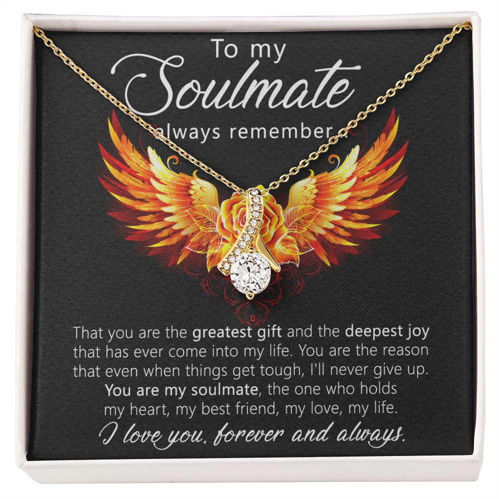 To My Soulmate Necklace for Women Birthday Christmas Jewelry Gifts For My Wife with Message Card Box Personalized Gift Present Pendant for Future Wife Soulmate Girlfriend Love 22 Alluring Beauty Necklace