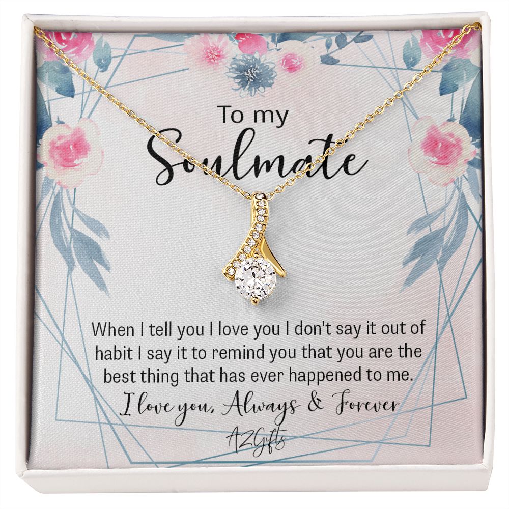 To My Soulmate Necklace for Women Birthday Christmas Jewelry Gifts For My Wife with Message Card Box Personalized Gift Present Pendant for Future Wife Soulmate Girlfriend Love Alluring Beauty Necklace