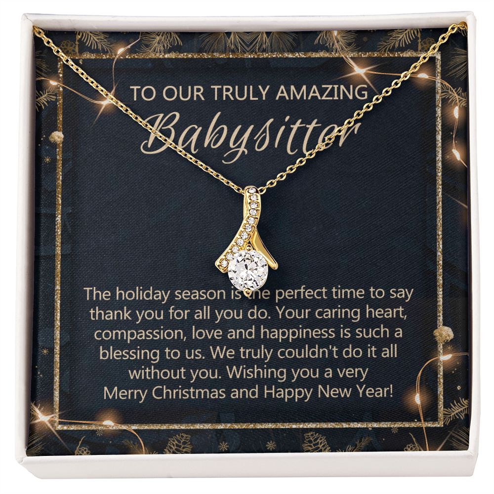 Babysitter Christmas Necklace Gift, Babysitter Gift, Christmas Babysitter Gift from Family, Merry Christmas Day Gift, Holiday Gift, Babysitter Necklace for Women 301 Alluring Beauty Necklace