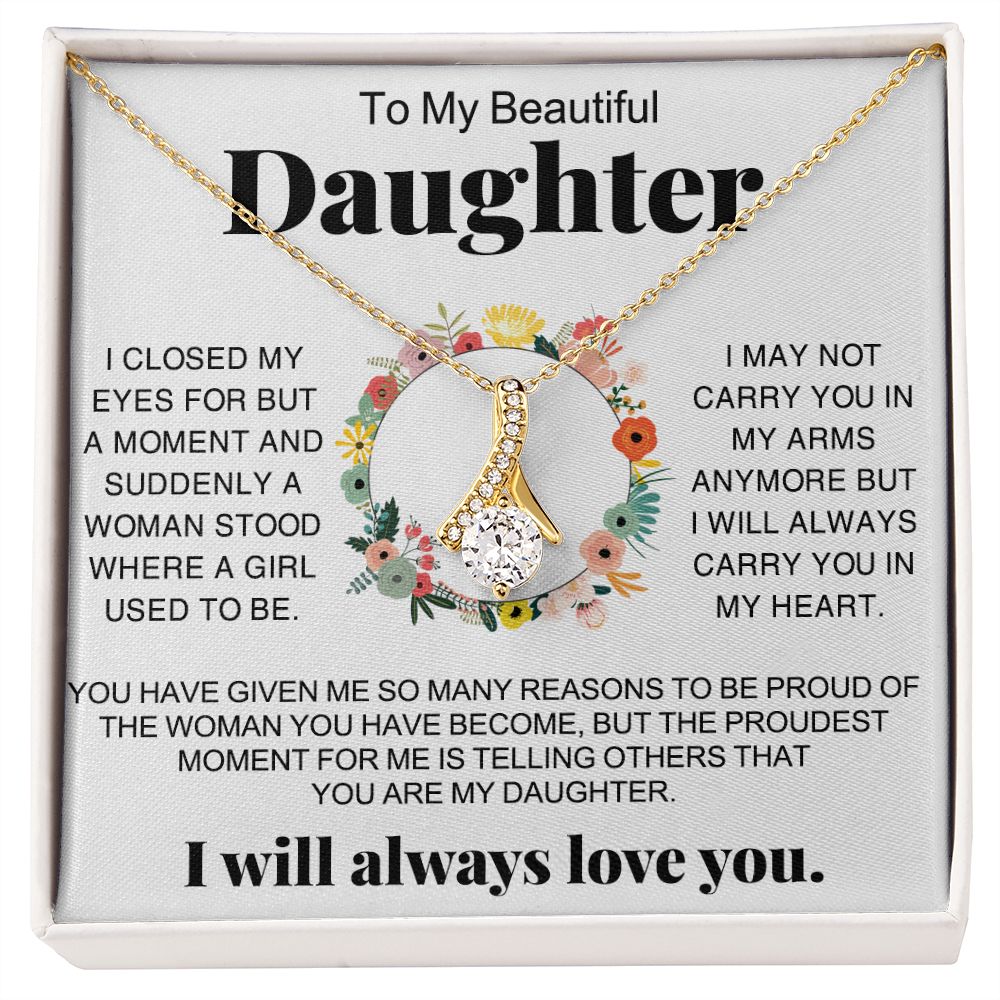 Jewelry Pendant Present for Daughter, To My Daughter Gift Necklace from Mom, Mother Daughter Gift Ideas, Birthday Christmas Gift Graduation Gifts for Daughters, Mother and Daughter Necklace 16 Alluring Beauty Necklace