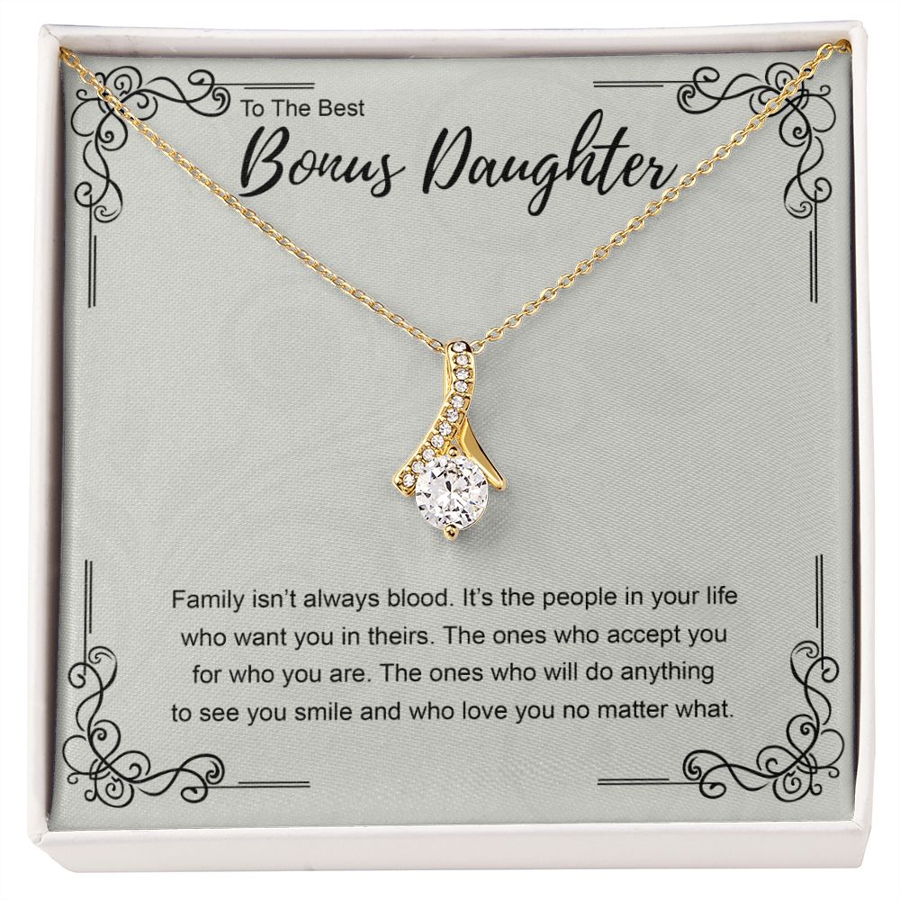 Bonus Daughter Gift Necklace, Double Hearts Necklace, Stepdaughter Jewelry Alluring Beauty Necklace