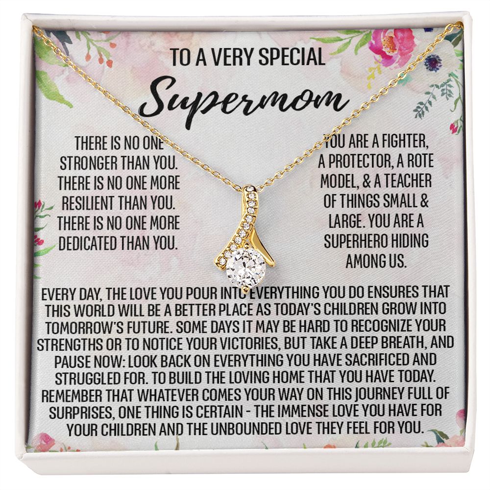 To Supermom Mom Necklace Gift for Single Mother Necklace Holiday, Christmas, Birthday Present for Single Mother, Super Mom, Mother's Day Gift Mom Jewelry for Women 301 Alluring Beauty Necklace