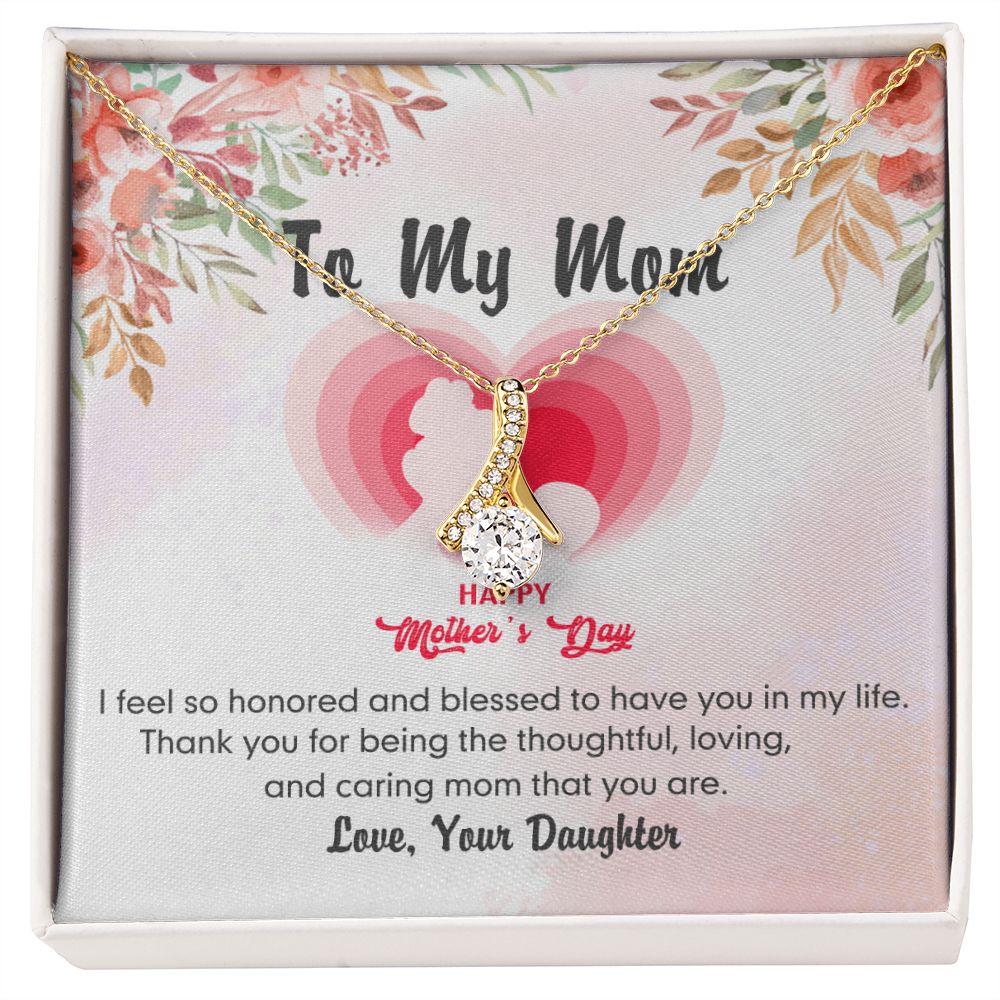 To My Mom Necklace Pendant Gift From Daughter And Happy Mother's Day Gift For Mom Birthday, Anniversary Thank You Alluring Beauty Necklace
