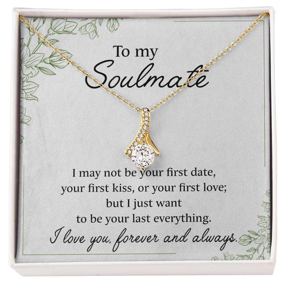 To My Soulmate Necklace for Women Birthday Christmas Jewelry Gifts For My Wife with Message Card Box Personalized Gift Present Pendant for Future Wife Soulmate Girlfriend Love 25 Alluring Beauty Necklace