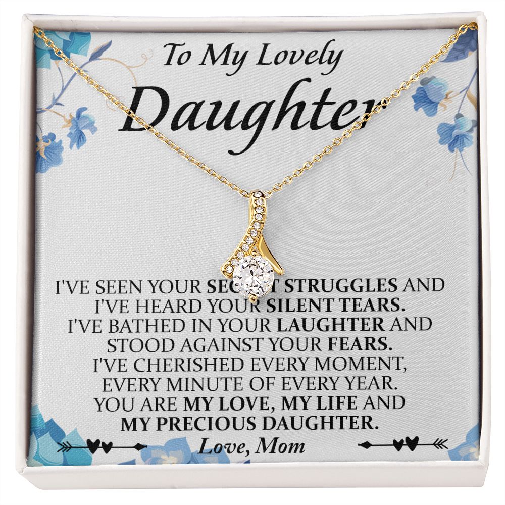 Mother and Daughter Necklace for Girls, To My Daughter Gift Necklace from Mom, Birthday Christmas Gift Graduation Gifts for Daughters, Jewelry Pendant Present for Daughter, Mother Daughter Gift 41 Alluring Beauty Necklace
