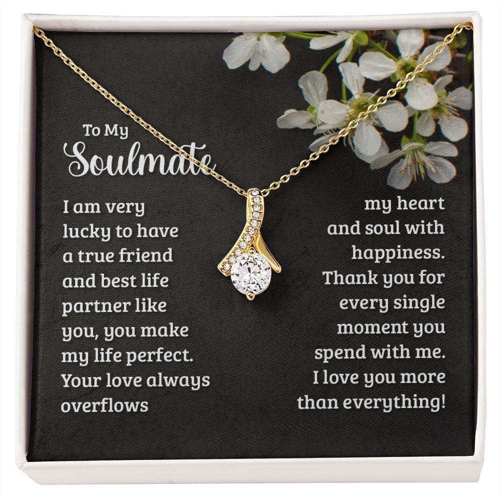 To My Soulmate Necklace for Women Birthday Christmas Jewelry Gifts For My Wife with Message Card Box Personalized Gift Present Pendant for Future Wife Soulmate Girlfriend Love 18 Alluring Beauty Necklace