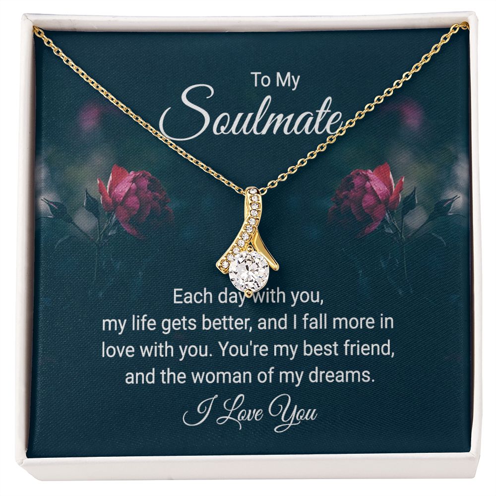 To My Soulmate Necklace for Women Birthday Christmas Jewelry Gifts For My Wife with Message Card Box Personalized Gift Present Pendant for Future Wife Soulmate Girlfriend Love 20 Alluring Beauty Necklace