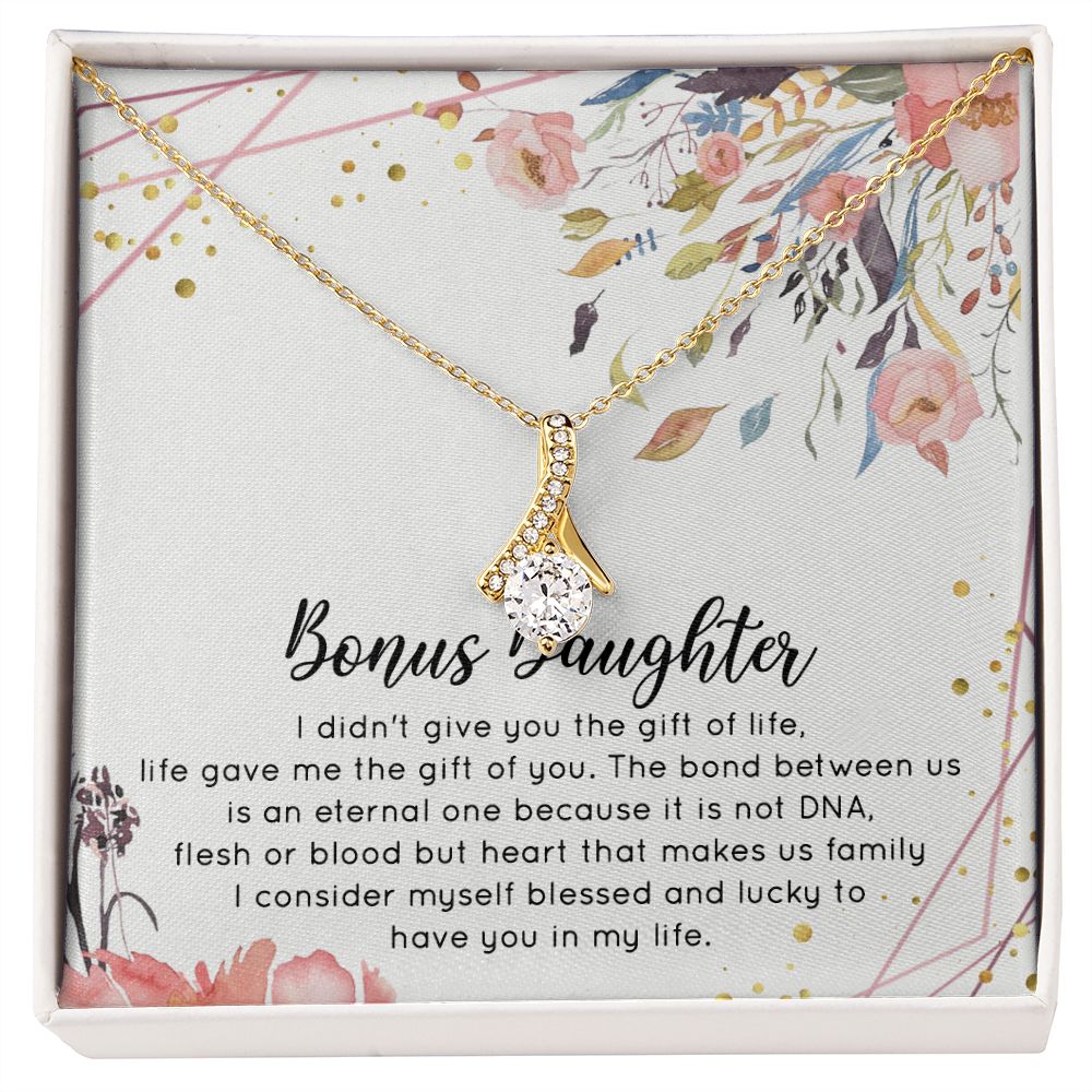 Bonus Daughter Gifts From Stepdad, Step Daughter Gifts From Stepmom, Stepdaughter Gifts From Stepdad, Father Stepdaughter Necklace, To My Bonus Daughter Necklaces, Christmas Gifts For Bonus2 Alluring Beauty Necklace