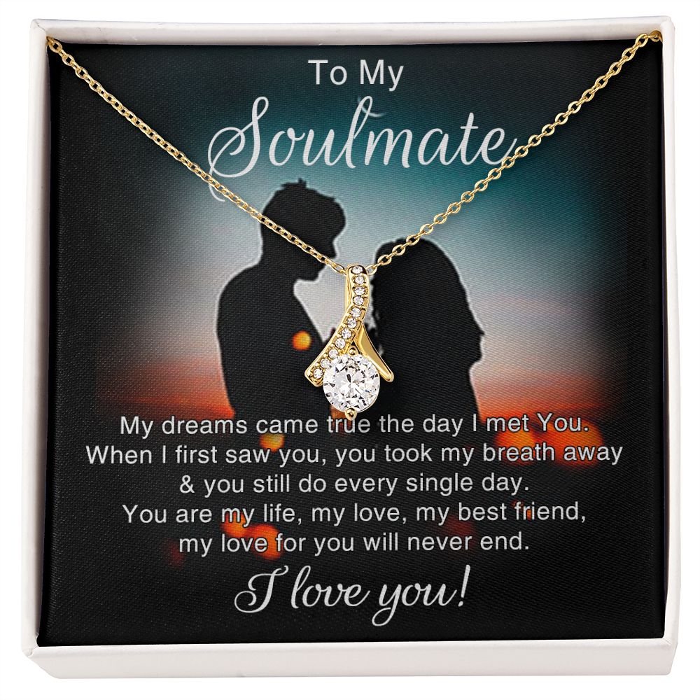 To My Soulmate Necklace for Women Birthday Christmas Jewelry Gifts For My Wife with Message Card Box Personalized Gift Present Pendant for Future Wife Soulmate Girlfriend Love 4 Alluring Beauty Necklace