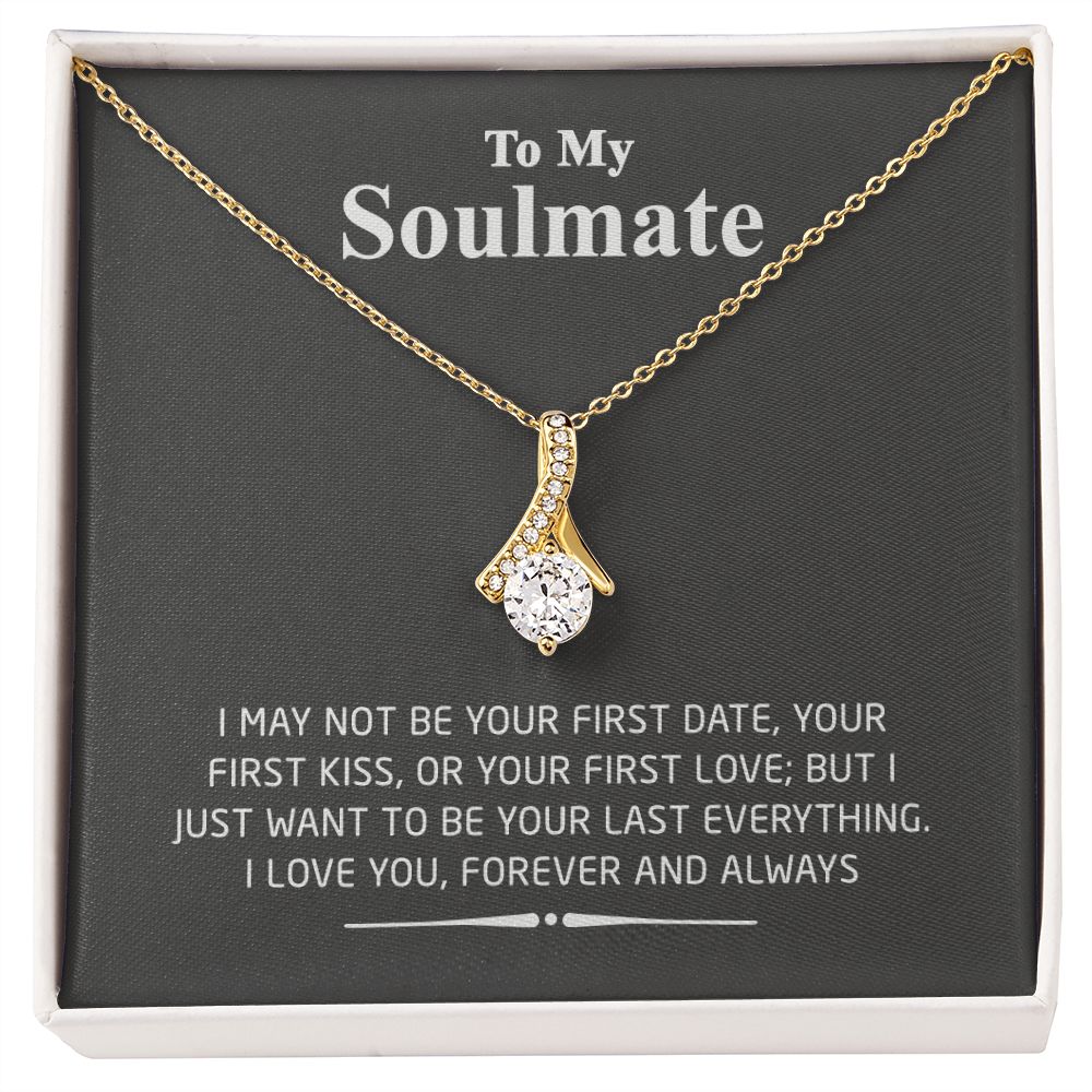 To My Soulmate Necklace for Women Birthday Valentines Day Jewelry Gifts For My Wife with Message Card Box Personalized Gift Present Pendant for Future Wife Soulmate Girlfriend Love 2 Alluring Beauty Necklace