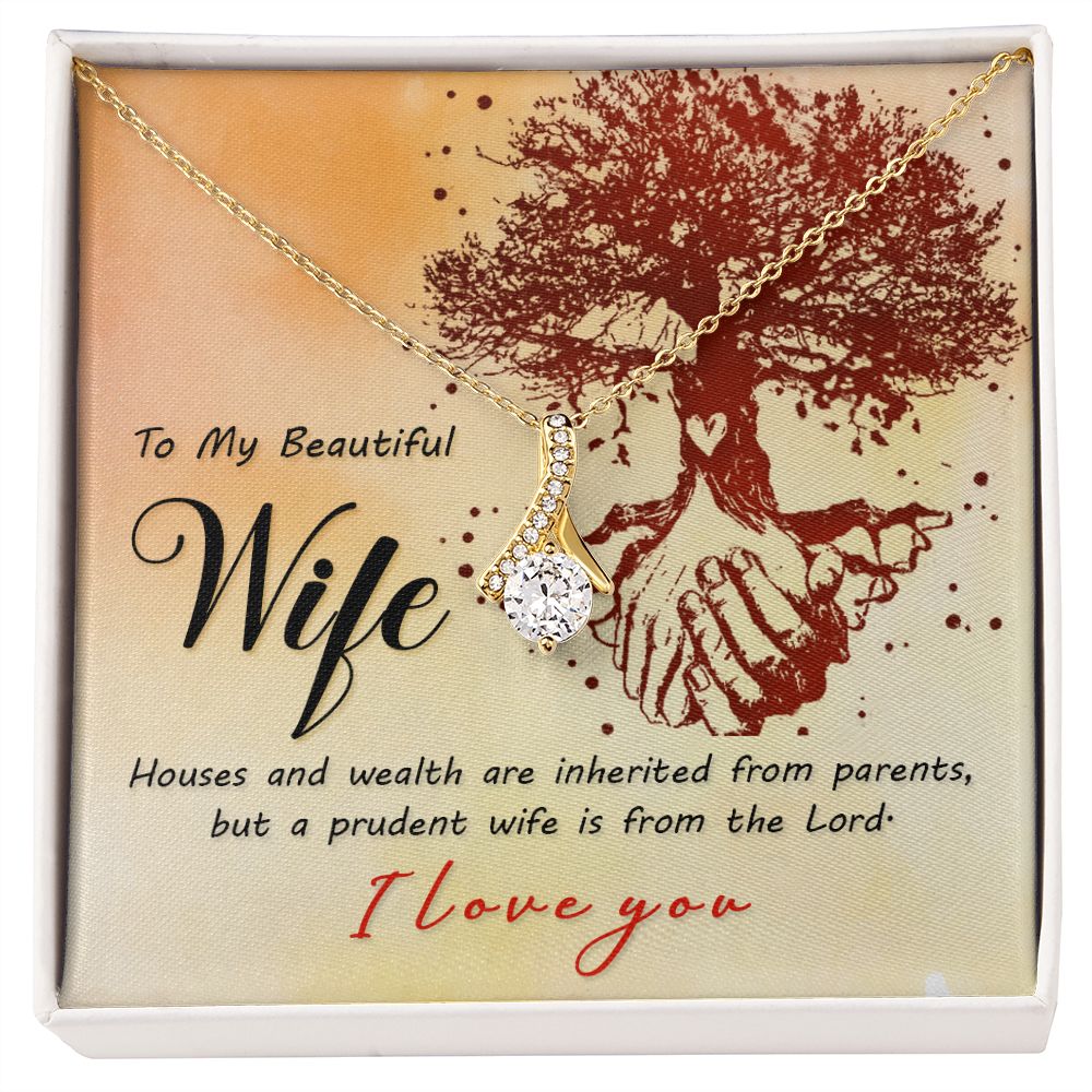 To My Beautiful Wife Necklace, Wedding Anniversary Jewelry For Women, Necklace For Wife from Husband, Gifts For Wife Birthday Gifts Necklace, Jewelry With Message Card In A Gift Box