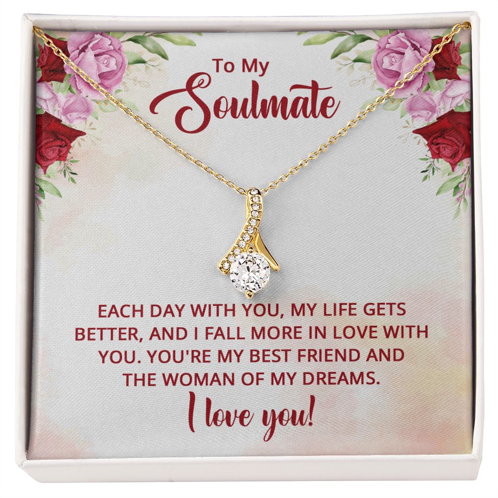 To My Soulmate Necklace for Women Birthday Christmas Jewelry Gifts For My Wife with Message Card Box Personalized Gift Present Pendant for Future Wife Soulmate Girlfriend Love 11 Alluring Beauty Necklace