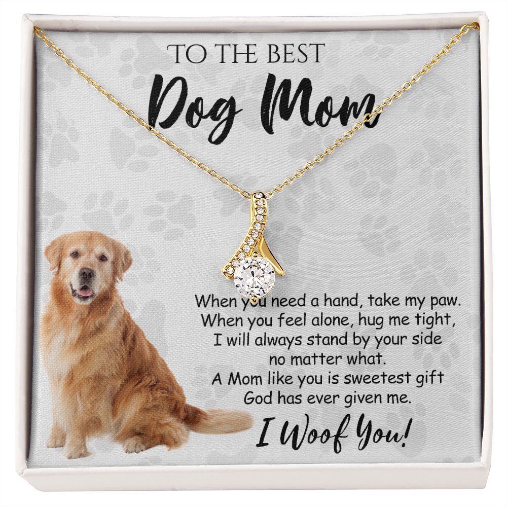 To The Best Golden Retriever Dog Mom Knot Necklace Mother's Day Gift , I Woof You Quote Gift Card, Message Card Jewelry For Dog Lovers, Necklace For Mom Alluring Beauty Necklace