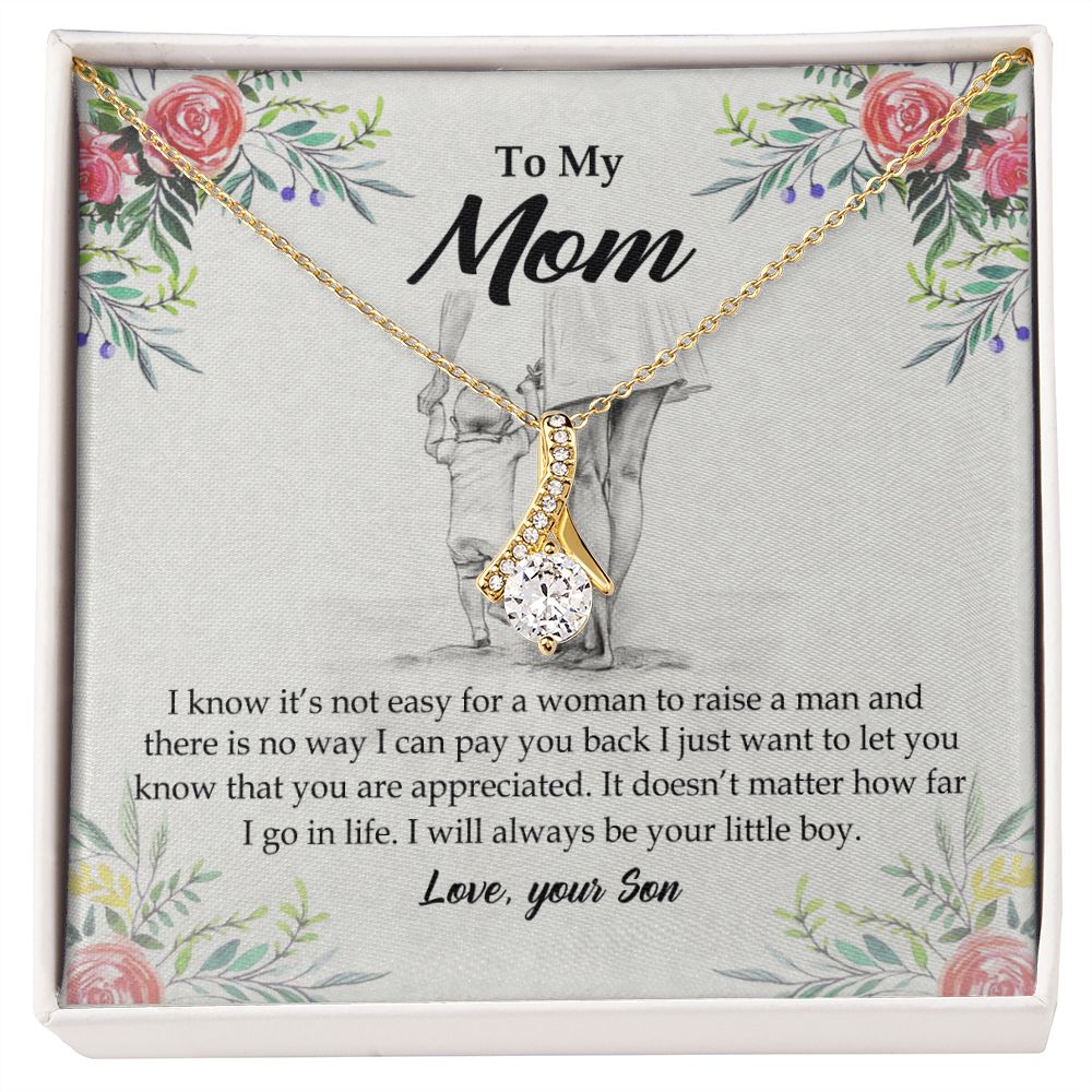 To My Mom Necklace Pendant Gift From Son And Happy Mother's Day Gift For Mom Birthday, Anniversary Your Little Boy Alluring Beauty Necklace