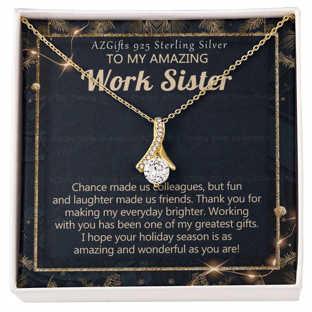 To My Work Sister Necklace Gift for Colleague Christmas Necklace for Work Sister from Co-Worker Christmas Pendant Gift for Colleague Christmas Jewelry Gift for Her Women 301 Alluring Beauty Necklace