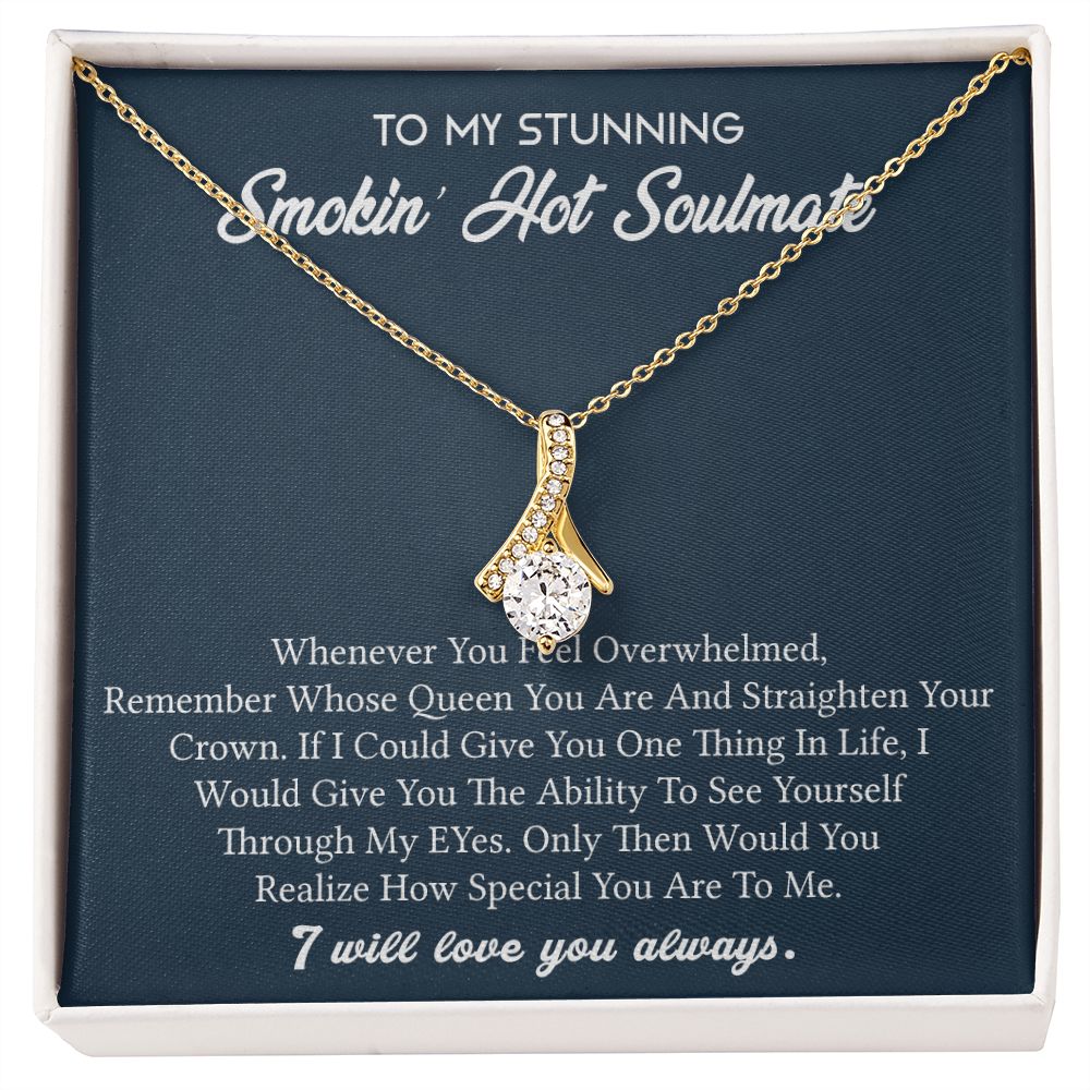 To My Soulmate Necklace for Women Birthday Valentines Day Jewelry Gifts For My Wife with Message Card Box Personalized Gift Present Pendant for Future Wife Soulmate Girlfriend Love 5 Alluring Beauty Necklace