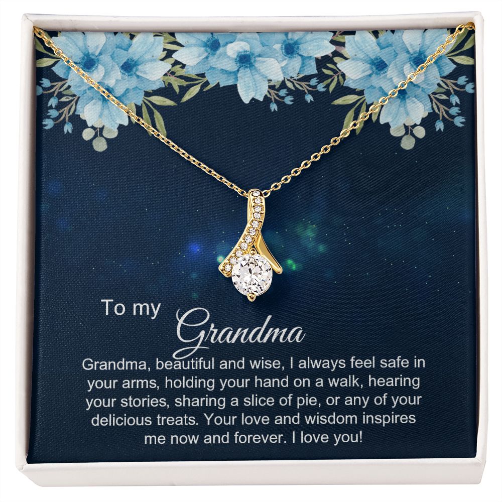To My Grandma Necklace, Gift for Grandmother Necklace, Mothers Day Gift For Grandma Nana, Grandma Jewelry From Grandchildren GrandKids , Jewelry Box Gift For Grandma Grandmother2 Alluring Beauty Necklace