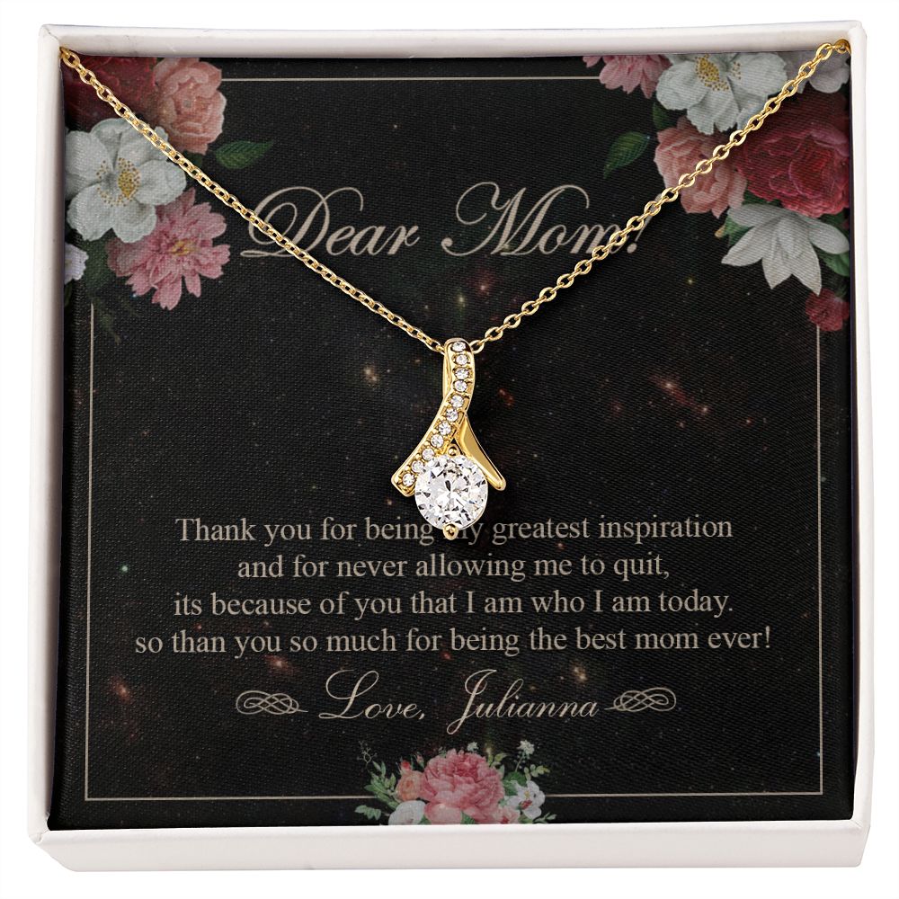 To My Mom Necklace, Gift For Mom On Mother's Day Thank You Mom Gifts From Kids Mom Julianna Alluring Beauty Necklace