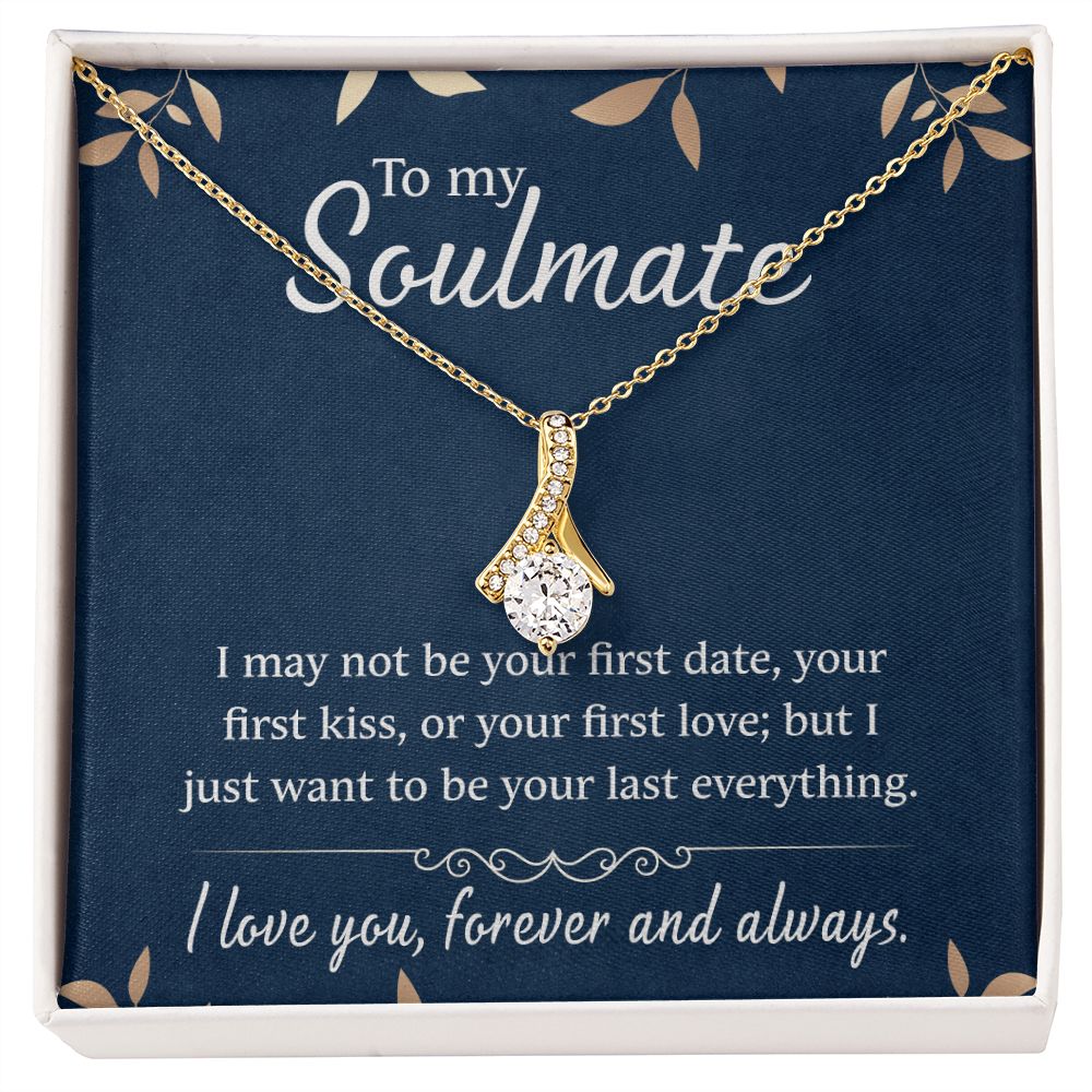 To My Soulmate Necklace for Women Birthday Christmas Jewelry Gifts For My Wife with Message Card Box Personalized Gift Present Pendant for Future Wife Soulmate Girlfriend Love 21 Alluring Beauty Necklace