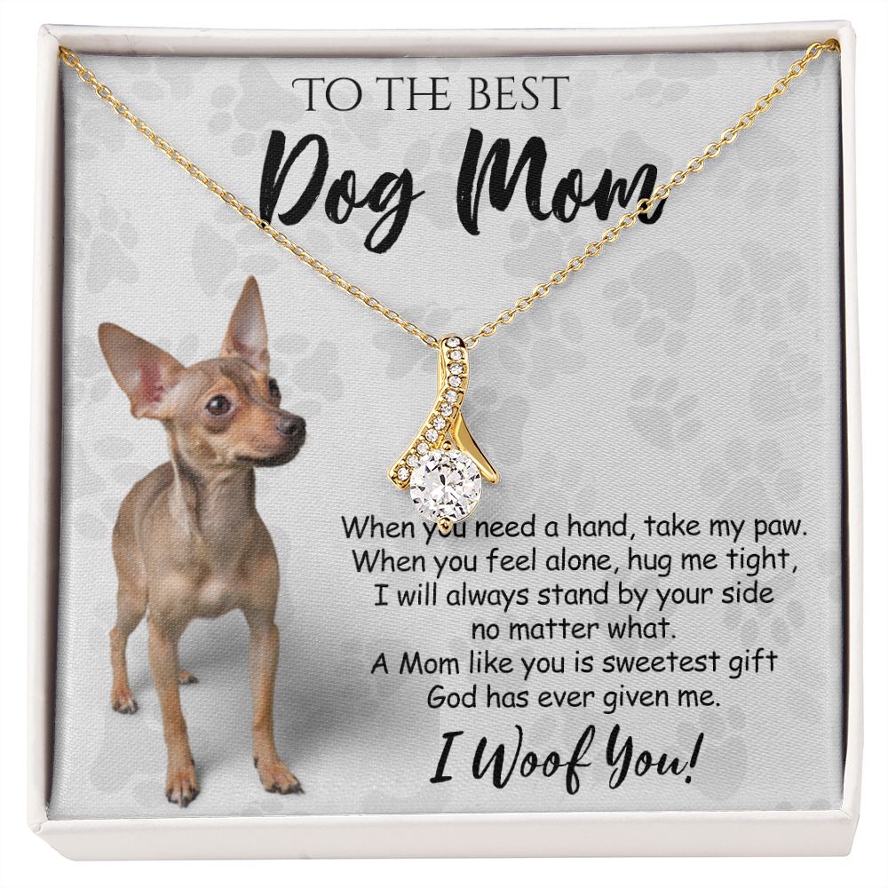 To The Best Chihuahua Dog Mom Knot Necklace Mother's Day Gift , I Woof You Quote Gift Card, Message Card Jewelry For Dog Lovers, Necklace For Mom Alluring Beauty Necklace