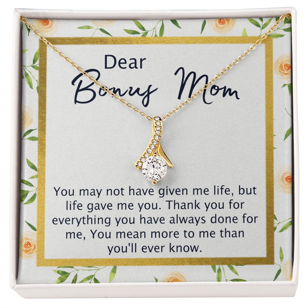 Bonus Mom Gifts, To My Bonus Mom Necklace, Bonus Mom Jewelry, Necklace for Bonus Mom, Step Daughter To Stepmother Necklace, Step Mom Necklace for Women Step Mom Mothers Day Jewelry Alluring Beauty Necklace