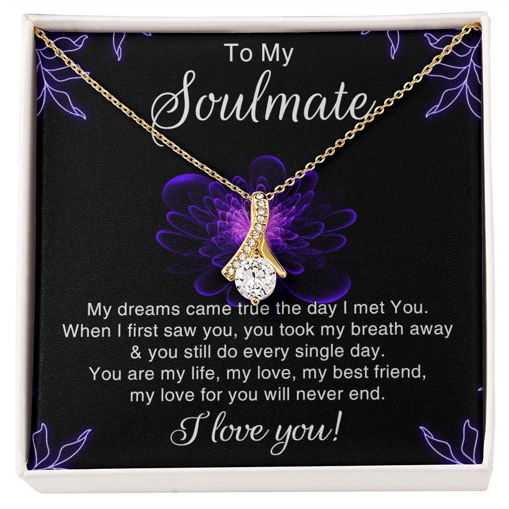To My Soulmate Necklace for Women Birthday Christmas Jewelry Gifts For My Wife with Message Card Box Personalized Gift Present Pendant for Future Wife Soulmate Girlfriend Love 7 Alluring Beauty Necklace