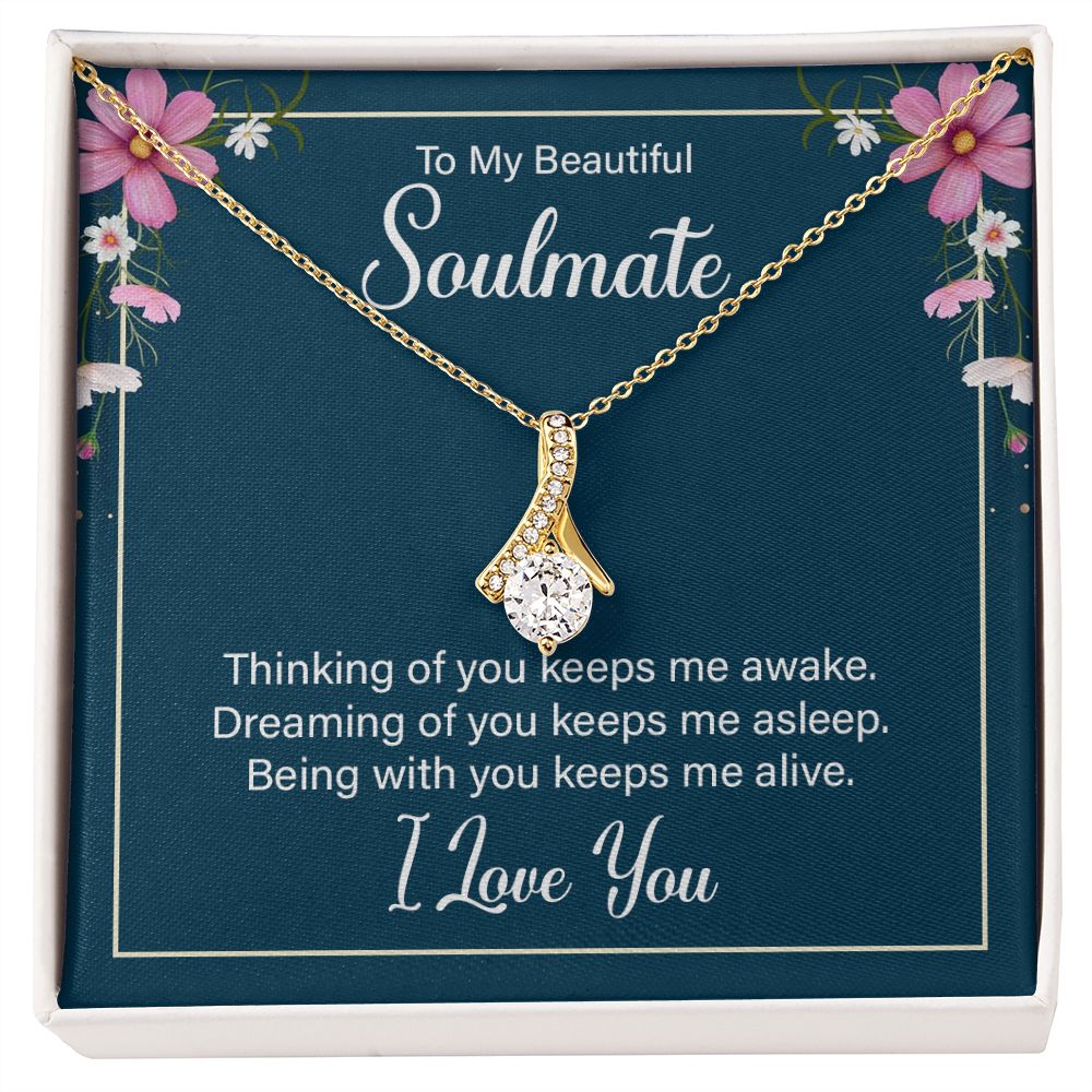 To My Soulmate Necklace for Women Birthday Christmas Jewelry Gifts For My Wife with Message Card Box Personalized Gift Present Pendant for Future Wife Soulmate Girlfriend Love 13 Alluring Beauty Necklace